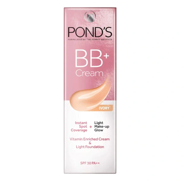 PONDS BB+ Cream, Instant Spot Coverage + Light make up Glow, Light, 18 g