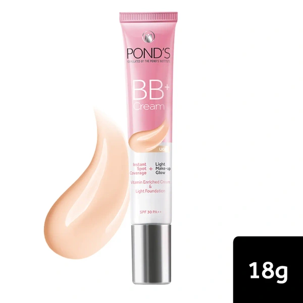 PONDS BB+ Cream, Instant Spot Coverage + Light make up Glow, Light, 9g