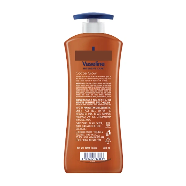 Vaseline Intensive Care 24 hr nourishing Cocoa Glow Body Lotion with Cocoa And Shea Butter, Restores Glow for all skin type - 400ml, 12-2021