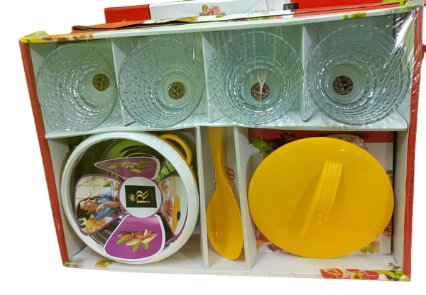 Bandhan 4 Pcs Bowl, 1 Pac. Serving Spoon & 1 Pack. Insulated Casserole With 1 Pc. Lif