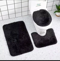 3PCS Bathroom Anti-slip Mat Set Fit Toilet Carpet Plush Non-slip Carpet Kit Household Toilet Lid Shower Rug Home R