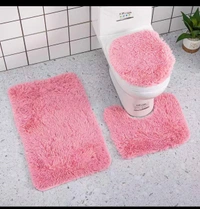 3PCS Bathroom Anti-slip Mat Set Fit Toilet Carpet Plush Non-slip Carpet Kit Household Toilet Lid Shower Rug Home R