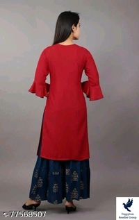 Women's Straight Rayon Kurti with Sharara Set for Women & Girls 
