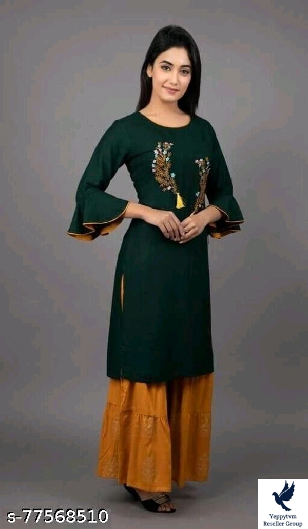 Women's Straight Rayon Kurti with Sharara Set for Women & Girls /2