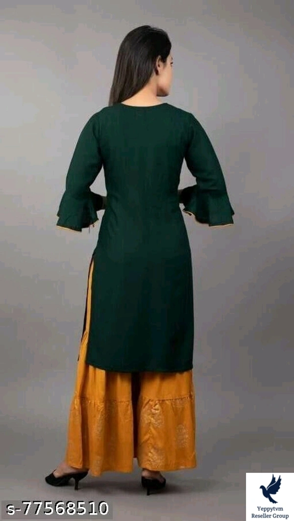 Women's Straight Rayon Kurti with Sharara Set for Women & Girls /2