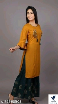 Women's Straight Rayon Kurti with Sharara Set for Women & Girls /2