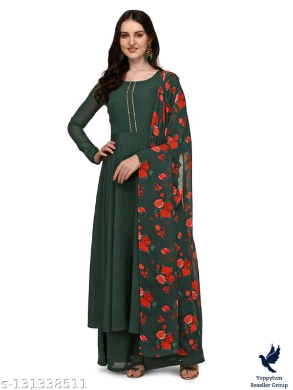 FAB GALAXY WOMENS ANARKALI DUPATTA SETKurta Fabric: Crepe