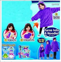 Huggle Pets Reversable HoodieBlanket Folds Into A stuff ToyChildren Blanket 