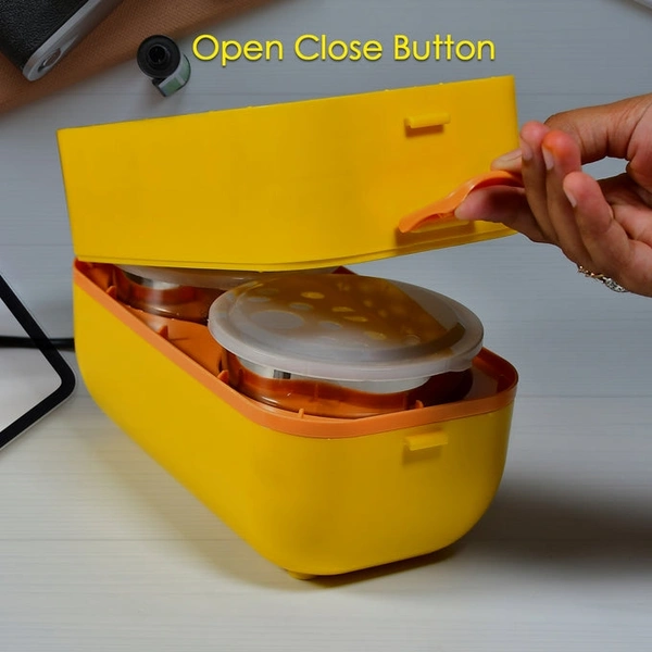 2LAYER ELECTRIC LUNCH BOX FOR OFFICE, PORTABLE LUNCH WARMER WITH REMOVABLE 4 STAINLESS STEEL CONTAINER.