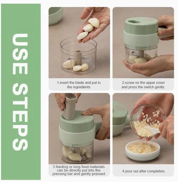 4 in 1 Handheld Electric Vegetable Cutter Set Wireless Hand held Food Processor Vegetable Chopper for Garlic Chili Onion Slicer Kitchen...it is easy and fast way to cut veg