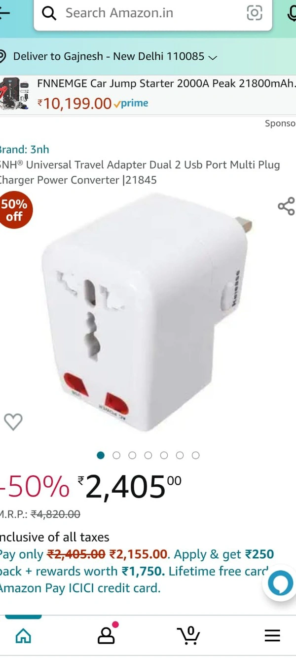 6041 Universal Travel AdaptorName: 6041 Universal Travel AdaptorMaterial: Plastic & MetalAmpere: 1 AmpPlug Type: 2 PinWarranty Period: No WarrantyWarranty Type: No WarrantyNo. of Sockets: 1Product Breadth: 10 CmProduct