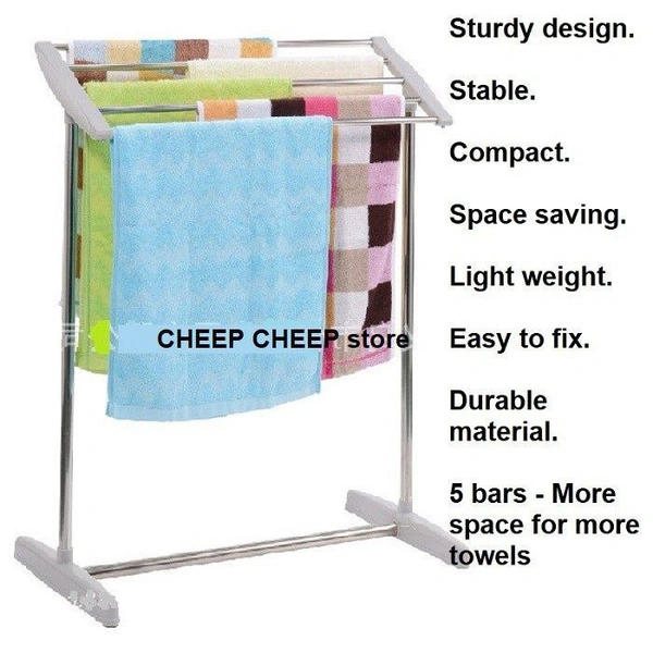 SANTINA Multi-Functional Stainless Steel Space Saving Foldable Clothes Drying Stand Double Rack Cloth Stands for Bedroom, Bathroom,Balcony Towel Stand with Bottom ShelvesName: SANTINA Multi-Functional Stainless Steel Space Saving Foldable Clothes Drying Stand Double Rack Cloth Stands for Bedroom, Bathroom,Balcony Towel Stand with Bottom ShelvesMater