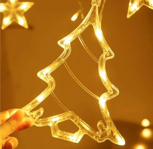Christmas tree and Star Light6+6Decor your indoor and outdoor with these most beautiful elegant curtain Lights Price- 650 rs*Col - Yellow*