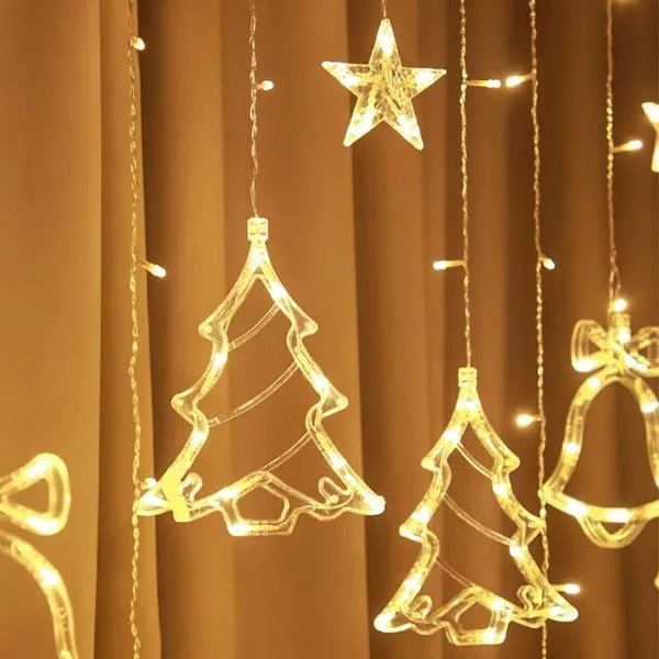 Christmas tree and Star Light6+6Decor your indoor and outdoor with these most beautiful elegant curtain Lights Price- 650 rs*Col - Yellow*