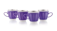 NEW FANCY STEEL CUPS WITH OUTER PLASTIC EVOLO MEDIUM STEEL CUPS (SET OF 6) -200ML