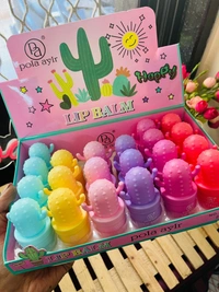 SponsoredBrand: FashionStormCactus shaped cute lip balms 6 pieces pack- Lip care for kids and adults - 6 different flavo