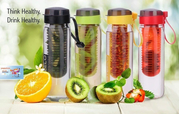 Plastic Bottle Fruit Infuser Water Bottle with Fruit Strainer, Capacity - 500 ml