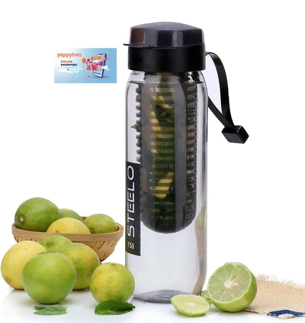 Plastic Bottle Fruit Infuser Water Bottle with Fruit Strainer, Capacity - 500 ml