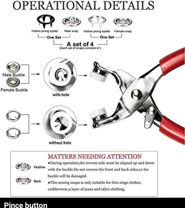 WHOLESALE BAY 100Pcs Stainless Steel Golden Button Thickened Snap Fasteners Kit Metal Copper Claw Buckle Set with Strong Hand Pressure Pliers Tool DIY Sewing Buttons Set for Clothing Sewing Rivets Setting Plie Name: WHOLESALE BAY 100Pcs Stainless Steel Golden Button Thickened Snap Fasteners Kit Metal Copper Claw Buckle Set with Strong Hand Pressure Pliers Tool DIY Sewing Buttons Se