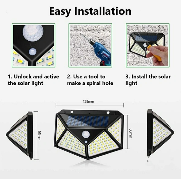 Solar light outside home in garden, 4pc set