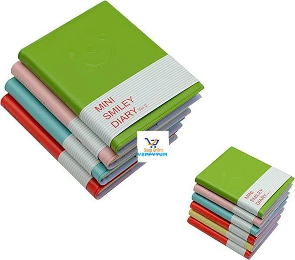 Mini Smily Pocket Notebook (Imported) ₹60 Minimum 200 pcsPocket Notebook Set 4pcs of Pocket Super Mini Smiley Diary Notebooks Memo Note Book 5x3 Inch PU