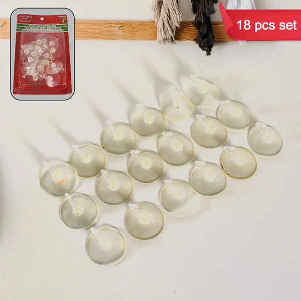 TRANSPARENT RUBBER VACUUM SUCKER HOOKS HANGER STRONG SUCTION CUP BATHROOM KITCHEN WINDOW WALL ACCESSORIES (18 PCS SET)300