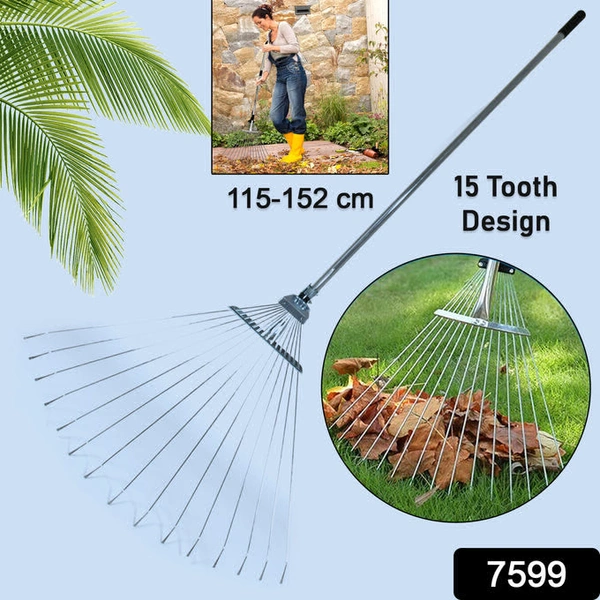  115-152 CM Rake for Gardening, Stainless Steel Telescopic Garden