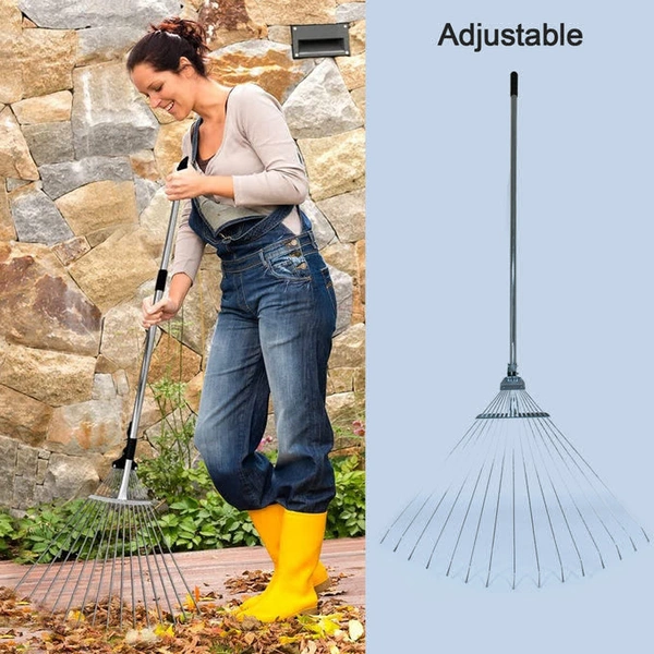 115-152 CM Rake for Gardening, Stainless Steel Telescopic Garden