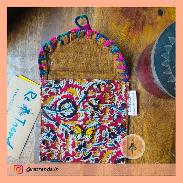 ReTrends Red Kalamkaari Mini Pouch