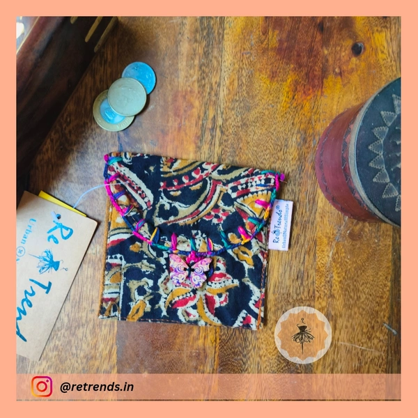 ReTrends Black Kalamkaari Mini Pouch