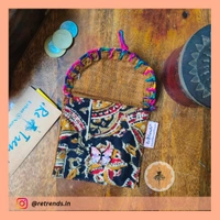ReTrends Black Kalamkaari Mini Pouch
