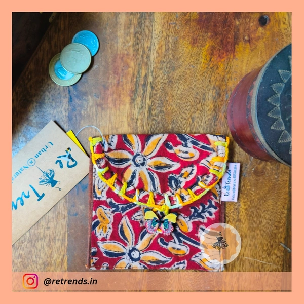 ReTrends Red Flower Design Mini Pouch