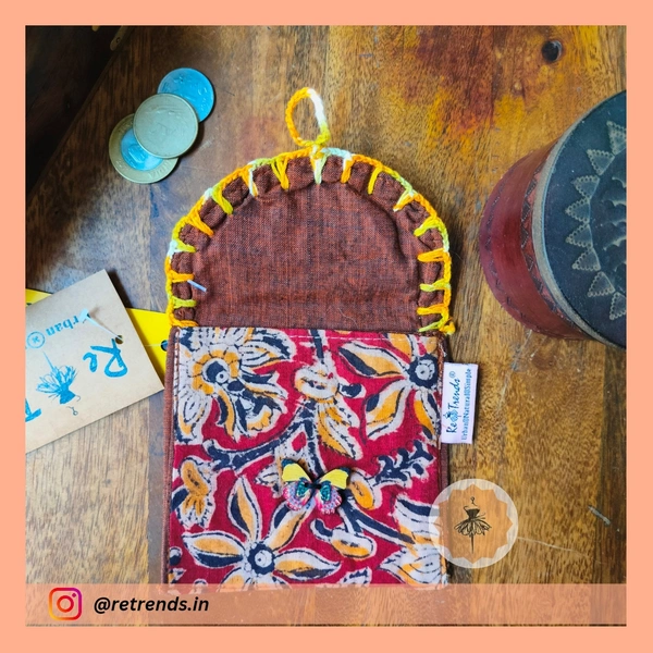 ReTrends Red Flower Design Mini Pouch