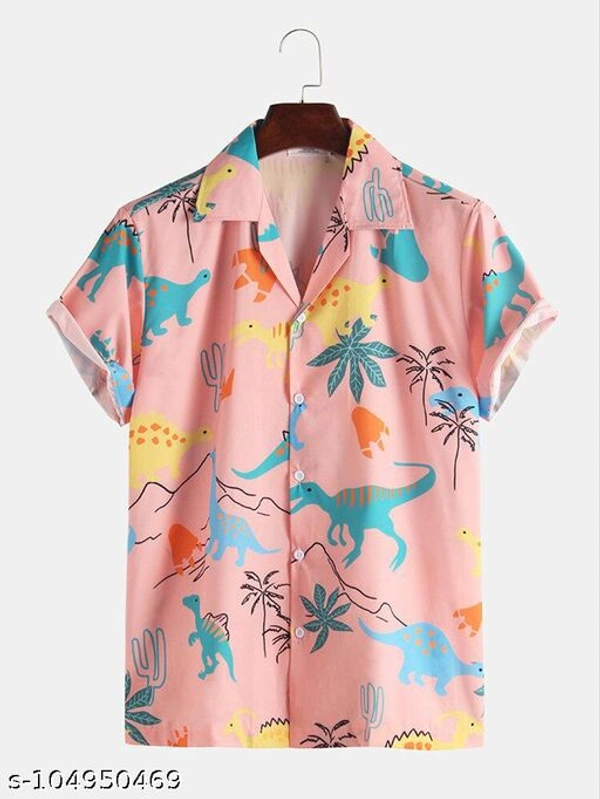 Men Slim Fit Printed Cut Away Collar Casual Shirt - S
