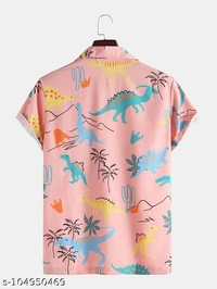 Men Slim Fit Printed Cut Away Collar Casual Shirt - S