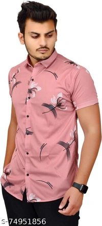 Men Slim Fit Printed Cut Away Collar Casual Shirt - XXL