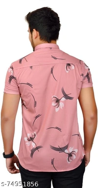 Men Slim Fit Printed Cut Away Collar Casual Shirt - XXL