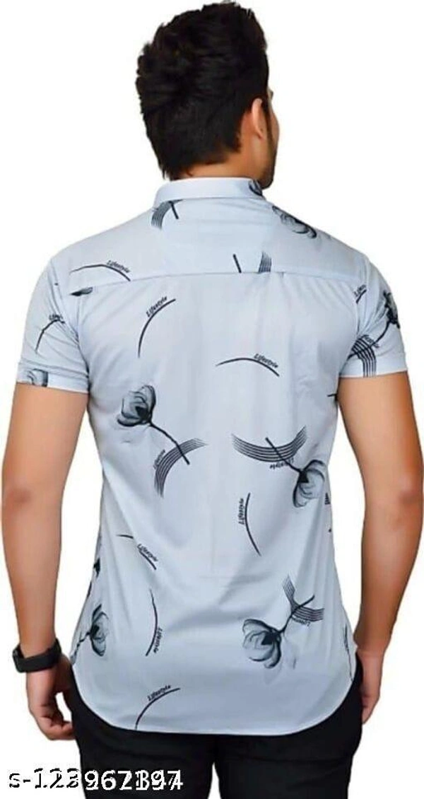 Men Slim Fit Printed Cut Away Collar Casual Shirt - XL