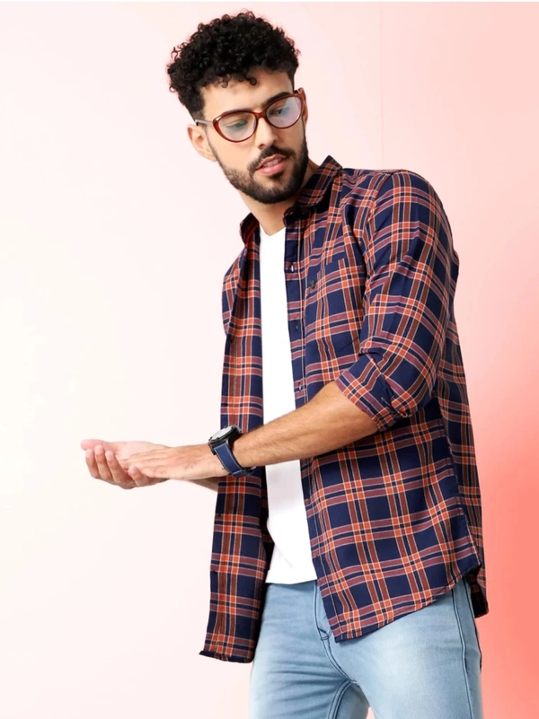 Classy Fabulous Men's Check Shirt - L