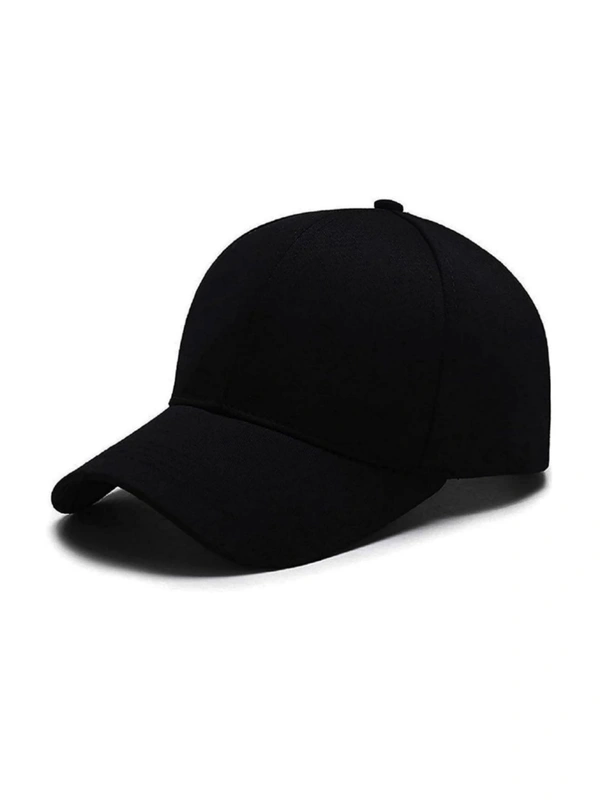 Solid Comfortable Men's Cap ( Solid Cotton Black ) - Black