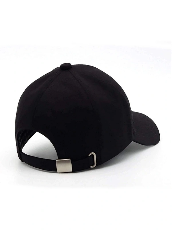 Solid Comfortable Men's Cap ( Solid Cotton Black ) - Black