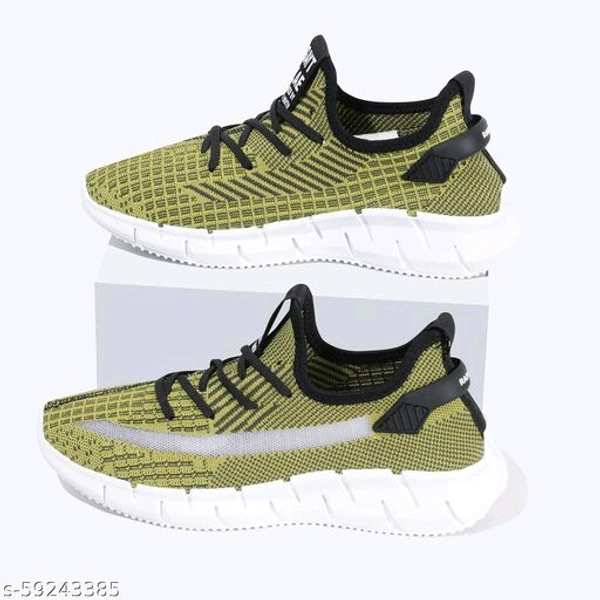 Teal Woven Design Sneakers For Men - Yellowish Green, IND-11