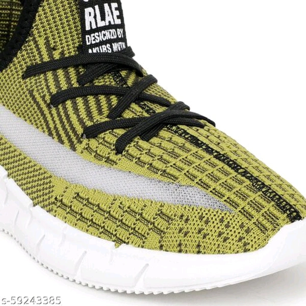 Teal Woven Design Sneakers For Men - Yellowish Green, IND-11