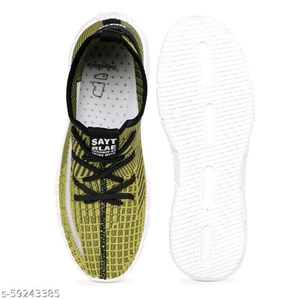 Teal Woven Design Sneakers For Men - Yellowish Green, IND-11