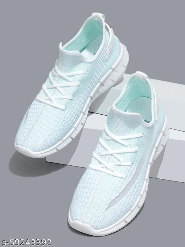 Teal Woven Design Sneakers For Men - 6
