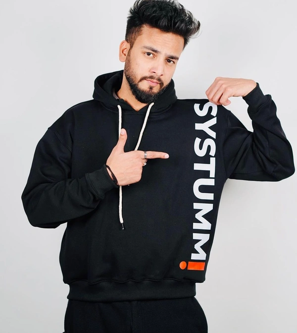 SYSTUMM! Men's Printed Sweat Hoodie  - Black, S