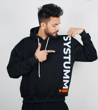SYSTUMM! Men's Printed Sweat Hoodie  - Black, S