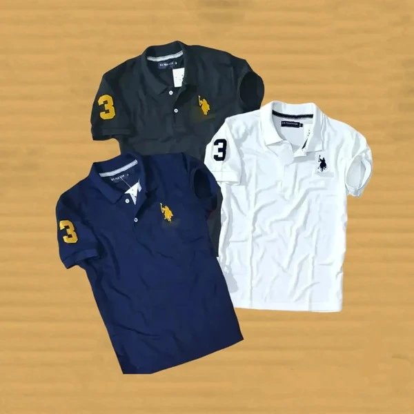 Buy U.S POLO Tshirts pack of 3 - L, White Black Blue