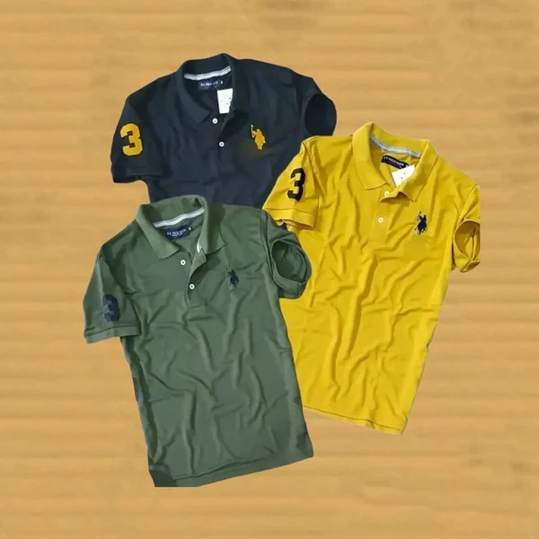 Buy U.S POLO Tshirts pack of 3 - 2XL, Black Green Yellow
