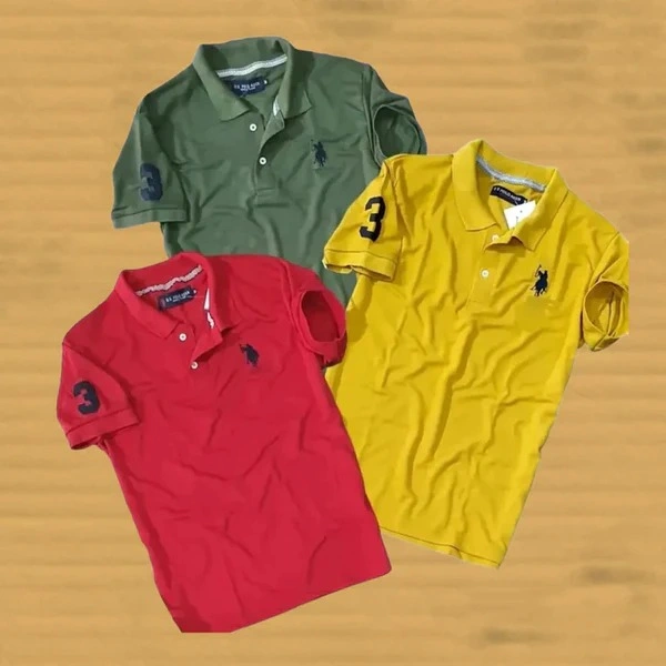 Buy U.S POLO Tshirts pack of 3 - XL, Yellow Red Green